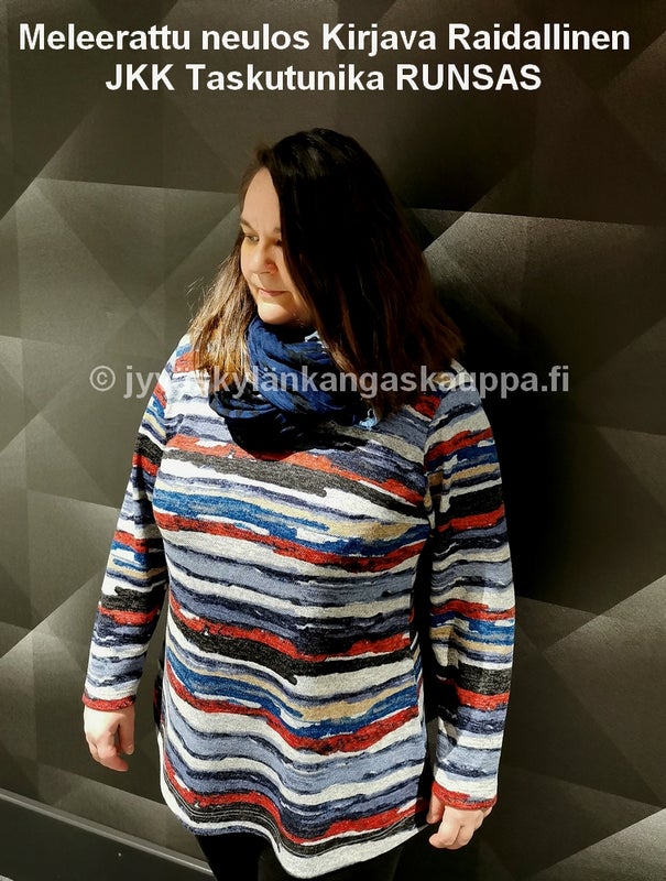 Meleerattu neulos Kirjava Raidallinen sek&auml; JKK Taskutunika RUNSAS