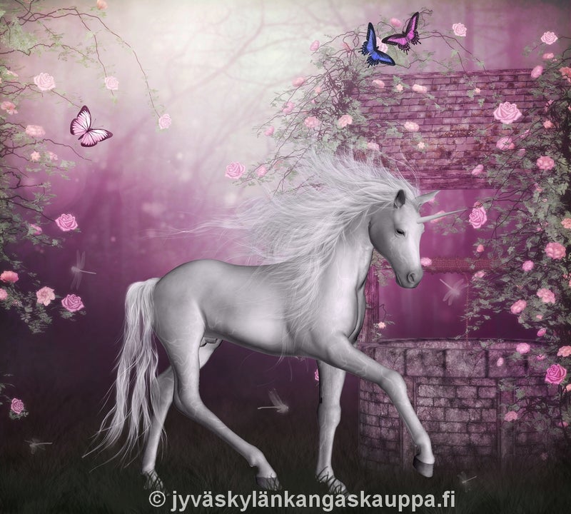 Digiprintti trikoo Yksisarviset, 2 raporttia 80cm korkea