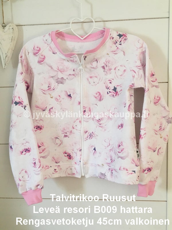 Talvitrikoo Ruusut * Leve&auml; resori B009 hattara * Rengasvetoketju 45cm valkoinen