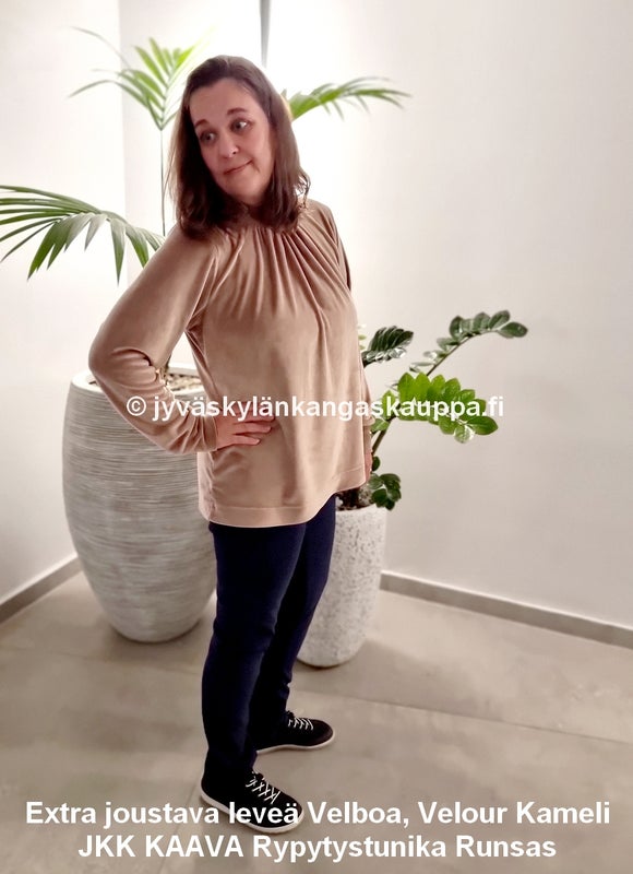 Extra joustava leve&auml; Velboa, Velour Kameli sek&auml; JKK KAAVA Rypytystunika Runsas