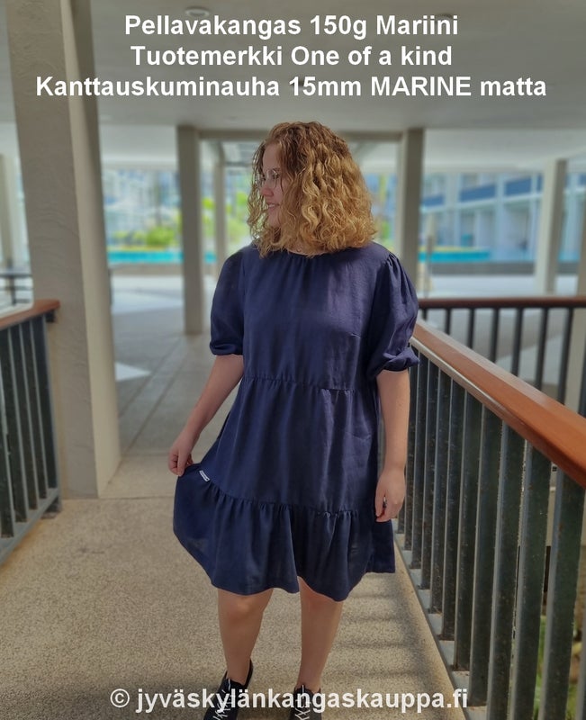 Pellavakangas 150g Mariini ja Tuotemerkki One of a kind sek&auml; Kanttauskuminauha 15mm MARINE matta