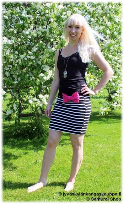 Trikoo kangas Raidat TURKOOSI (1,5m valmispala)pahvin&ouml;yt&auml;&auml;