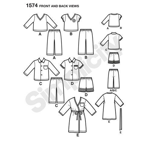 Simplicity kaava 1574 Toddler Loungewear and Robe