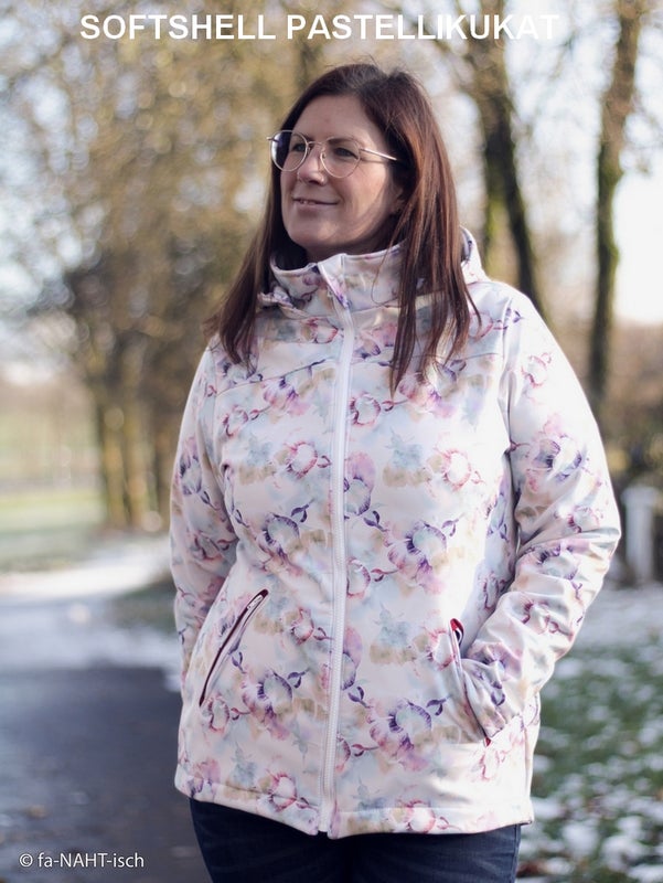 Softshell kangas Pastellikukat
