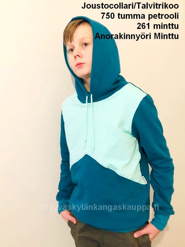 Joustocollari/Talvitrikoo 750 tumma petrooli ja 261 minttu sek&auml; Anorakinny&ouml;ri Minttu