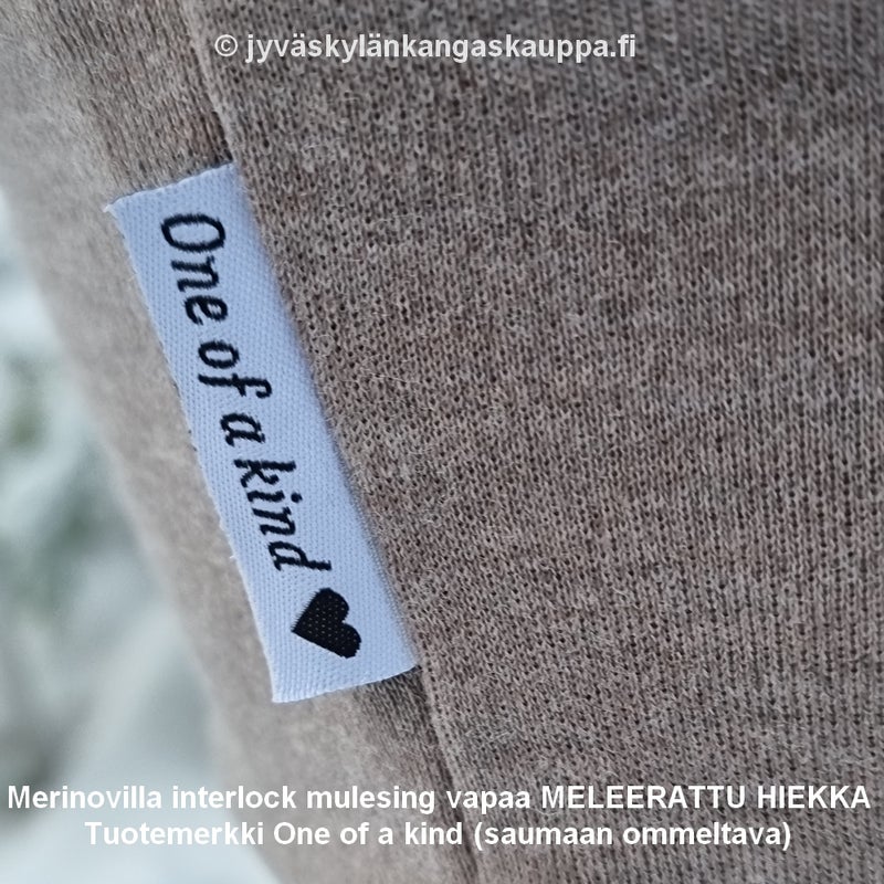 Merinovilla interlock mulesing vapaa MELEERATTU MOKKA sek&auml; Tuotemerkki One of a kind (saumaan ommeltava)