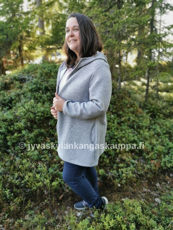 JKK KAAVA Taskutunika Runsas; Tikkicollege Meleerattu vaaleanharmaa; Meleerattu resori 162 meleerattu vaaleanharmaa; Rengasvetoketju 75cm vaaleanharmaa