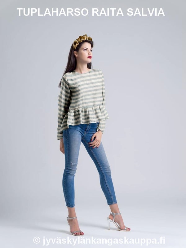 Double Gauze tuplaharsokangas Raita Salvia