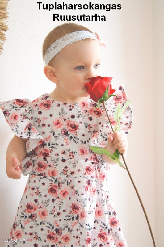 Double Gauze tuplaharsokangas Ruusutarha