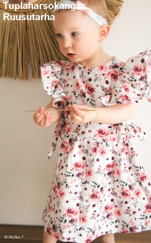 Double Gauze tuplaharsokangas Ruusutarha