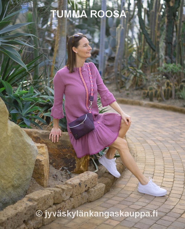 Double Gauze tuplaharsokangas Tumma Roosa