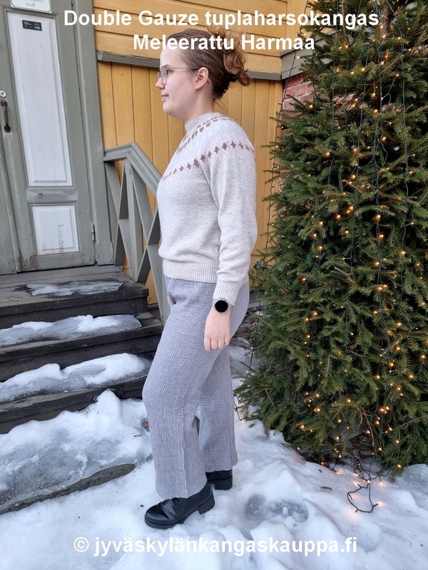 Double Gauze tuplaharsokangas Meleerattu Harmaa