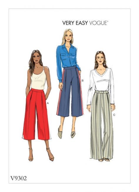 Vogue kaava V9302: leve&auml;lahkeiset housut