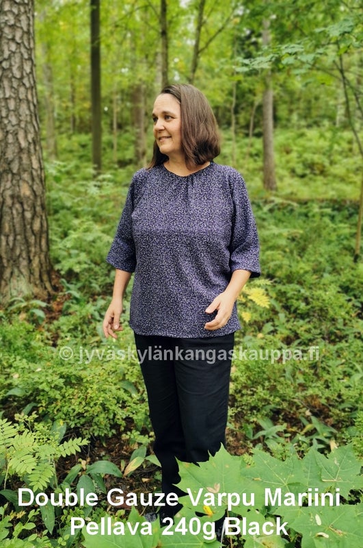 Double Gauze tuplaharso Varpu Mariini sek&auml; Pellava 240g Black