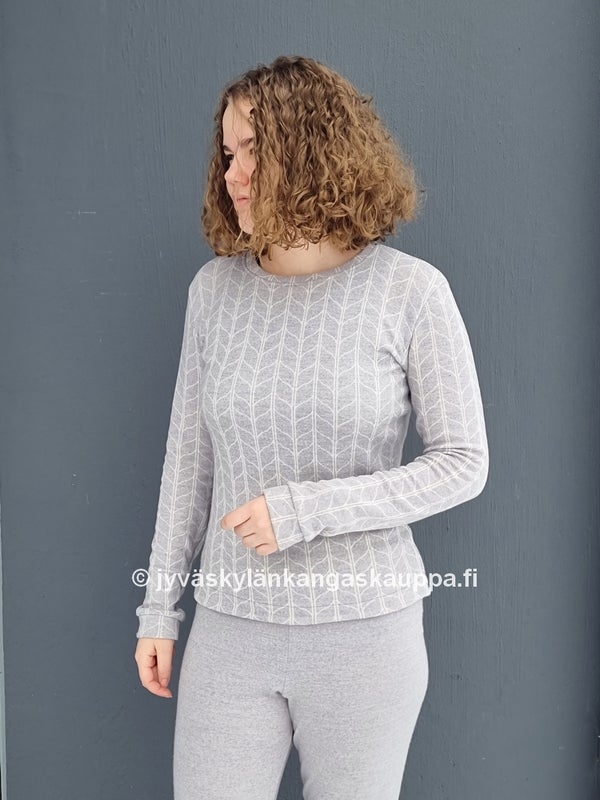 * Merinovillaneulos T&Auml;HK&Auml; vaaleanharmaa (mulesing vapaa) * Merinovilla interlock mulesing vapaa MELEERATTU VAALEANHARMAA