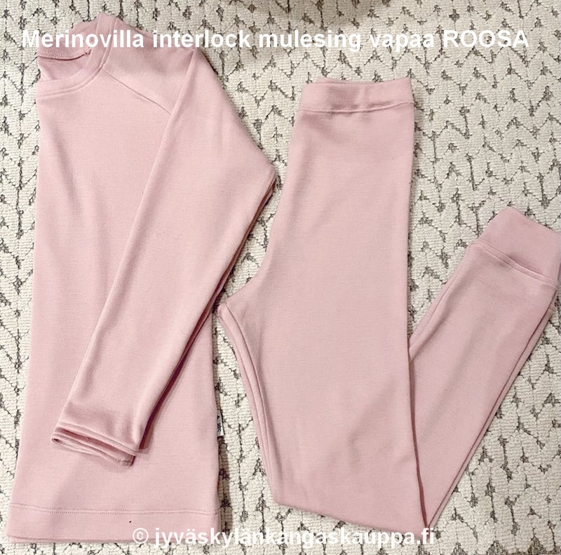 Merinovilla interlock mulesing vapaa ROOSA