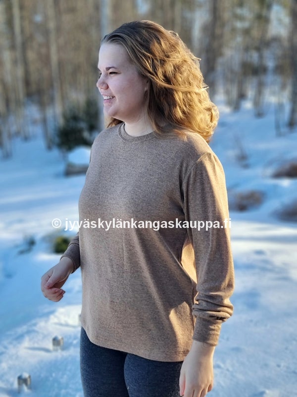 Ohut joustava merinovilla ribbivilla (villatrikoo) MELEERATTU FARIINI sek&auml; Merinovilla interlock mulesing vapaa MELEERATTU TUMMANHARMAA