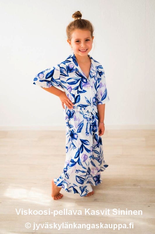 Viskoosi-pellava Kasvit Sininen