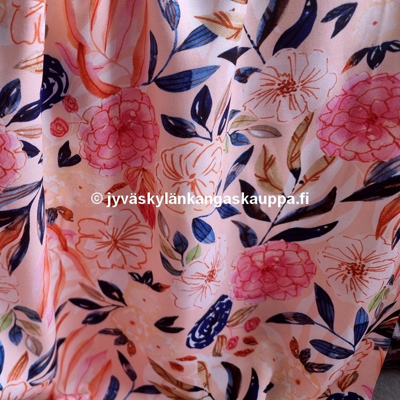 Joustava Viskoosikangas Vilma Persikkapinkki