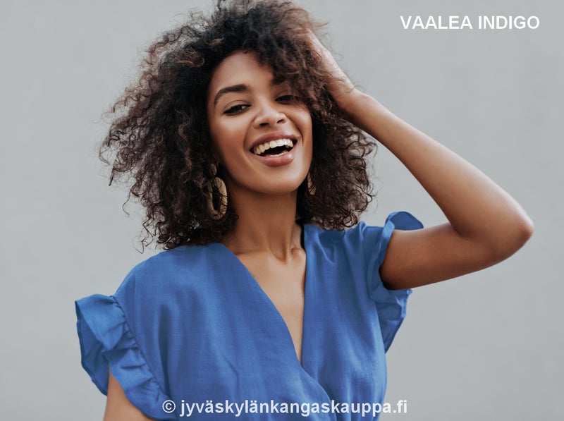 1-v&auml;rinen Viskoosikangas Vaalea Indigo